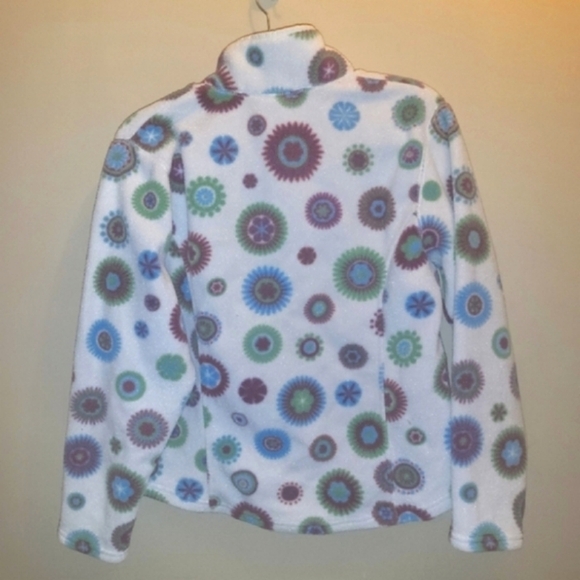 LL Bean Fleece Geometric Snap Pullover Size Medium Women's Pockets Floral Multi - Picture 6 of 8